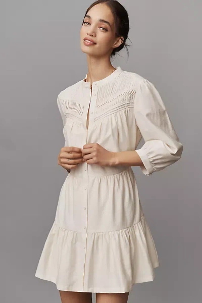Paige Fiume Linen Blend Tiered Mini Dress In Neutral