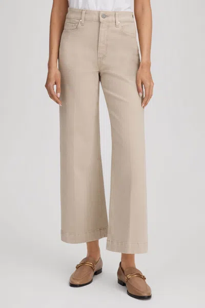Paige Flared Cropped Jeans In Soft Sand