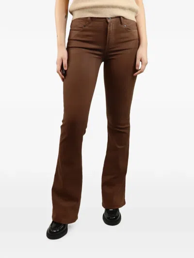 Pre-owned Paige Flared High-rise Jeans In Brown