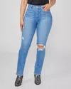 Paige Flaunt Accent Curvy Ripped High Waist Straight Leg Jeans In Multi