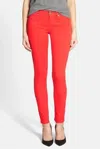 Paige Flirtatious Ankle Stretch Soft Ultra Skinny Jeans In Red In Red