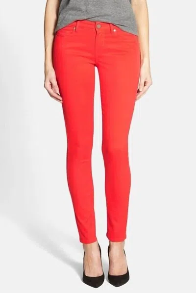 Paige Flirtatious Ankle Stretch Soft Ultra Skinny Jeans In Red