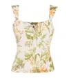 Paige Womens Oyster White Multi Coralee Floral Silk-and-linen Top In White