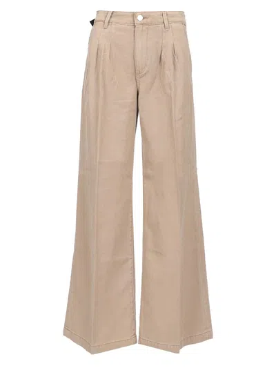 Paige Aurora Pleated Wide Leg Pants In Beige