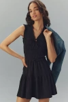 Paige Fraise Sleeveless Smocked Mini Dress In Black