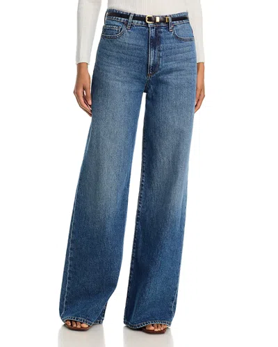 Paige Frances High Rise Wide Leg Jeans In Serata In Blue
