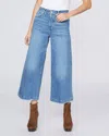 Paige Frankie Covered Button Fly Adienne Distressed Wide Leg Jean In Blue