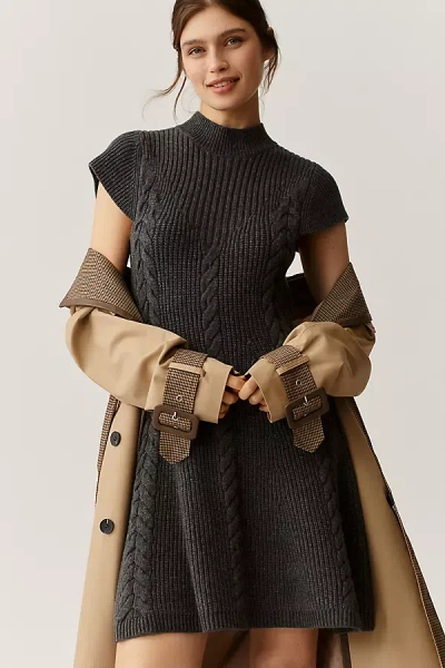 Paige Freya Mock-neck Short-sleeve Sweater Dress In Gray