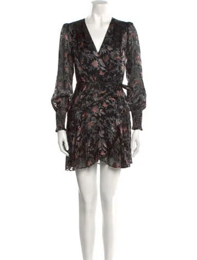 Pre-owned Paige Gamble Floral Print Mini Dress In Black