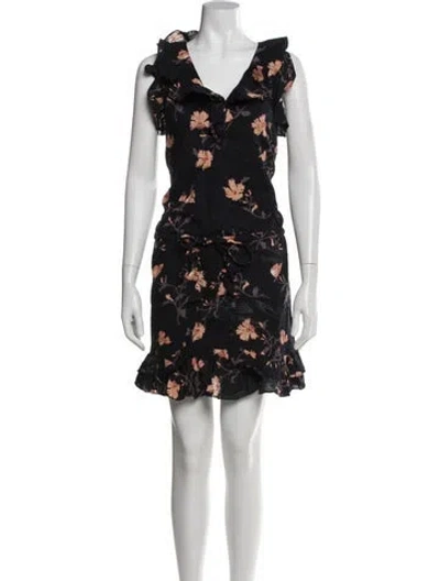 Pre-owned Paige Gamble Floral Print Mini Dress In Blue