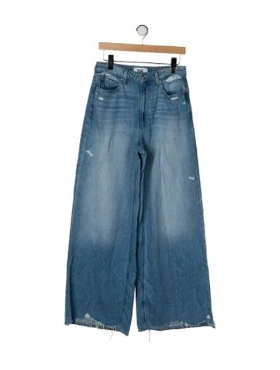 Pre-owned Paige Gamble High-rise Wide Leg Jeans In Blue