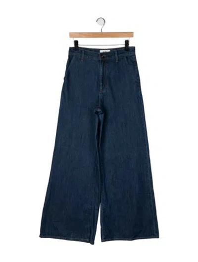 Pre-owned Paige Gamble High-rise Wide Leg Jeans In Blue