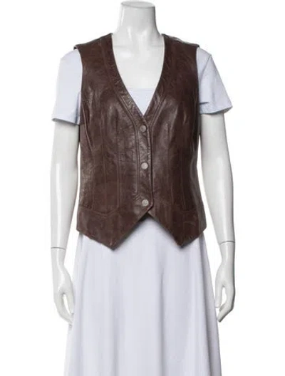 Pre-owned Paige Gamble Leather Vest In Brown