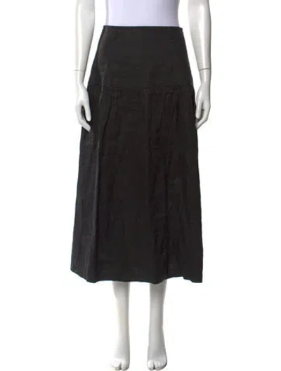 Pre-owned Paige Gamble Linen Long Skirt In Black