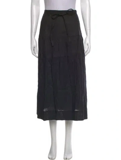 Pre-owned Paige Gamble Linen Midi Length Skirt In Green