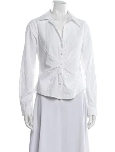 Pre-owned Paige Gamble Long Sleeve Button-up Top In White