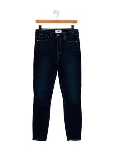 Pre-owned Paige Gamble Mid-rise Skinny Leg Jeans In Blue