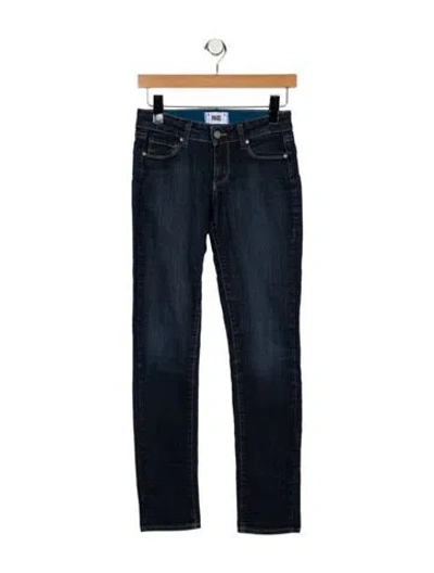 Pre-owned Paige Gamble Mid-rise Skinny Leg Jeans In Blue