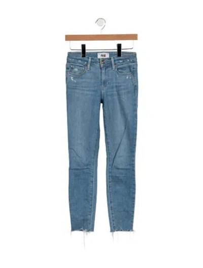 Pre-owned Paige Gamble Mid-rise Skinny Leg Jeans In Blue