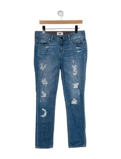 Pre-owned Paige Gamble Mid-rise Straight Leg Jeans In Blue