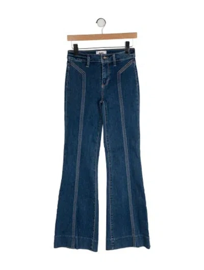 Pre-owned Paige Gamble Mid-rise Wide Leg Jeans In Blue