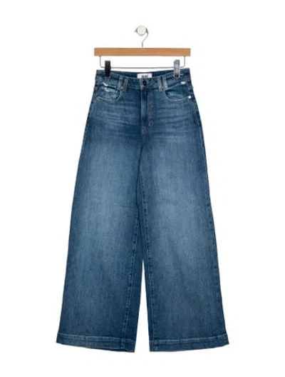 Pre-owned Paige Gamble Mid-rise Wide Leg Jeans In Blue