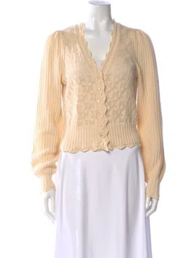 Pre-owned Paige Gamble Patterned V-neck Top In Neutral