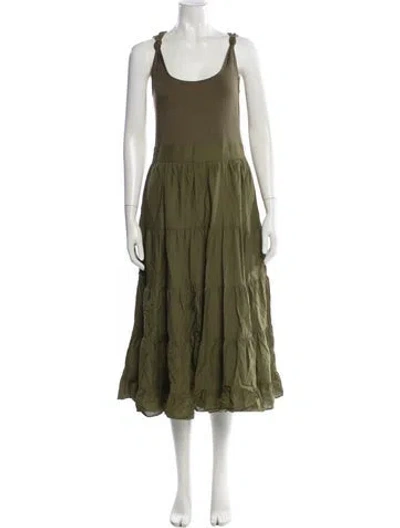Pre-owned Paige Gamble Scoop Neck Midi Length Dress In Green