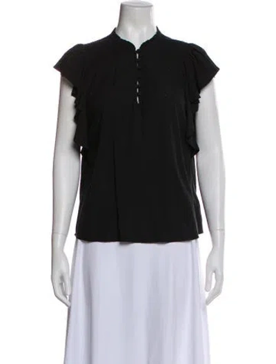 Pre-owned Paige Gamble Short Sleeve Blouse In Black