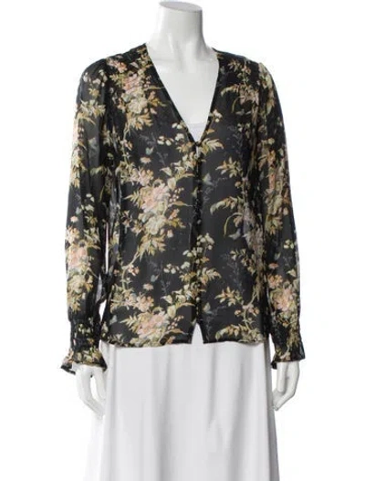 Pre-owned Paige Gamble Silk Floral Print Blouse In Multi