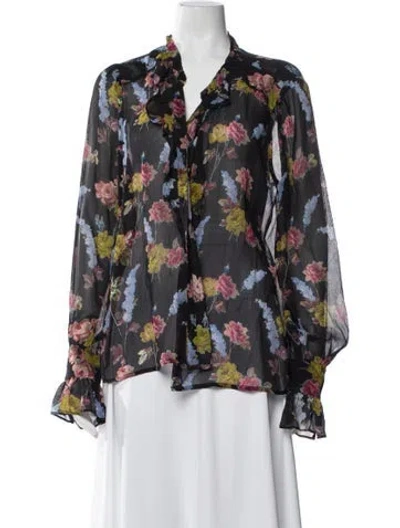Pre-owned Paige Gamble Silk Floral Print Blouse In Multi