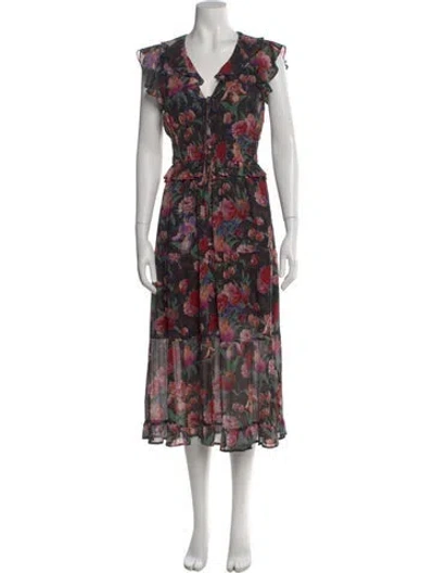 Pre-owned Paige Gamble Silk Midi Length Dress In Multi