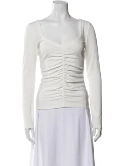 Pre-owned Paige Gamble Square Neckline Long Sleeve Top In White