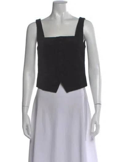 Pre-owned Paige Gamble Square Neckline Sleeveless Button-up Top W/ Tags In Black