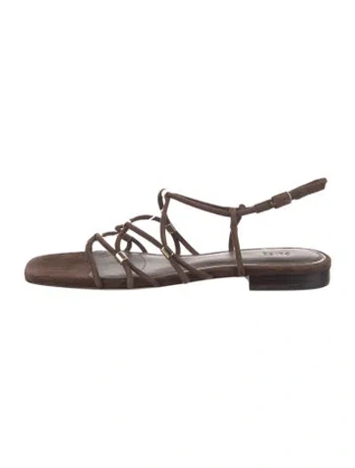 Pre-owned Paige Gamble Suede Slingback Sandals In Brown