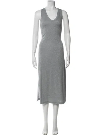 Pre-owned Paige Gamble V-neck Long Dress In Blue