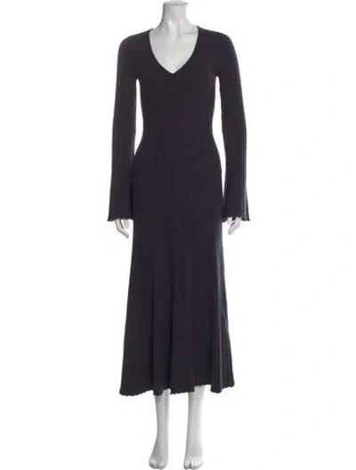 Pre-owned Paige Gamble V-neck Long Dress In Blue