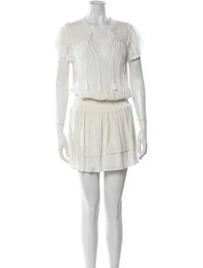 Pre-owned Paige Gamble V-neck Mini Dress In White