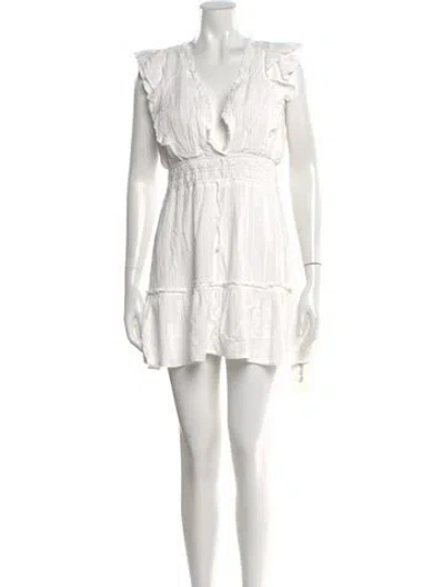 Pre-owned Paige Gamble V-neck Mini Dress In White