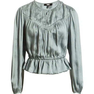 Paige Gansevoort Satin Peplum Top In Green