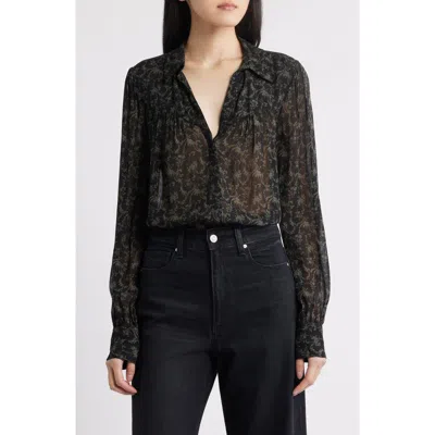Paige Gardener Floral Button-up Shirt In Black
