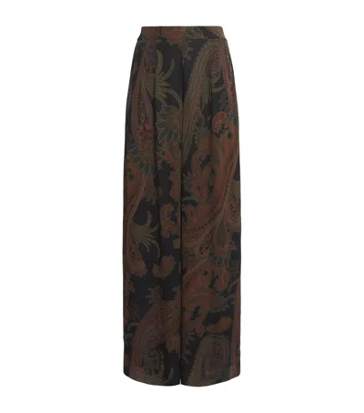 Paige Georgette Paisley Carina Trousers In Brown