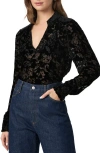 Paige Ginerva Burnout Velvet Blouse In Black