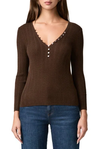 Paige Ginnette Button Rib Sweater In Hickory