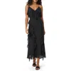 Paige Giorgio Ruffle Silk Midi Dress In Black