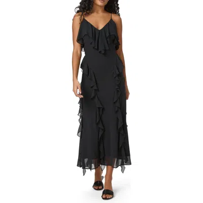 Paige Giorgio Ruffle Silk Midi Dress In Black