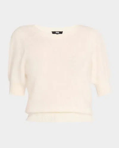 Paige Gladiolus Short-sleeve Cashmere Sweater In Ivory
