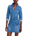 Paige Womens Glimpse Madigan Spread-collar Cotton-blend Denim Romper In Vianna