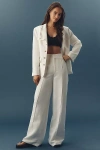Paige Greyson Linen Blend High-rise Wide-leg Pants In White