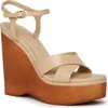 Paige Harlow Ankle Strap Platform Wedge Sandal In Latte
